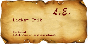 Licker Erik névjegykártya